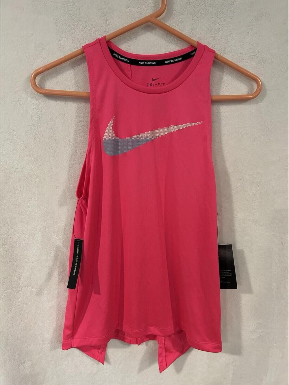 NWT Nike Womens Activewear Tank Pink Dri-FIT Logo Running  XSMALL
